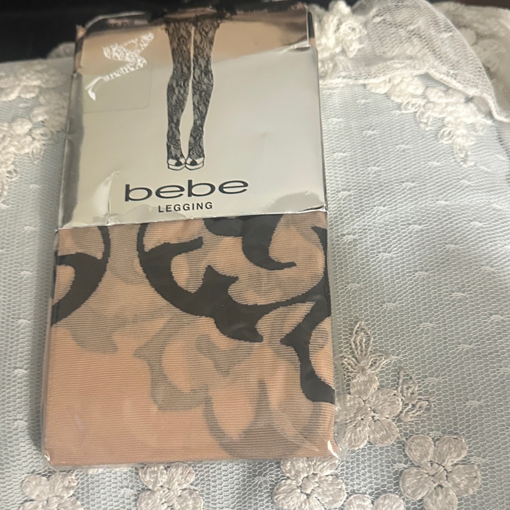 Bebe Black and Tan Patterned Leggings